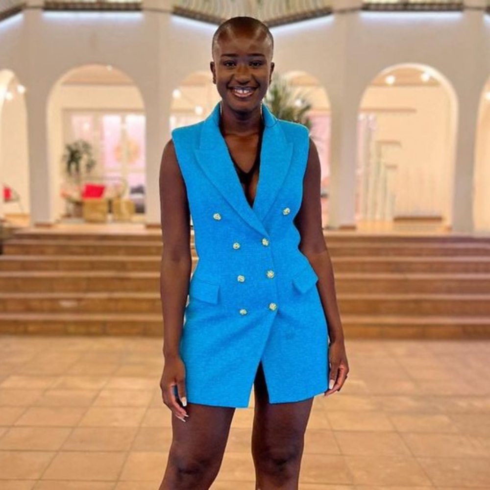 Zara Bright Turquoise Sleeveless Blazer Dress - Picture 6 of 7